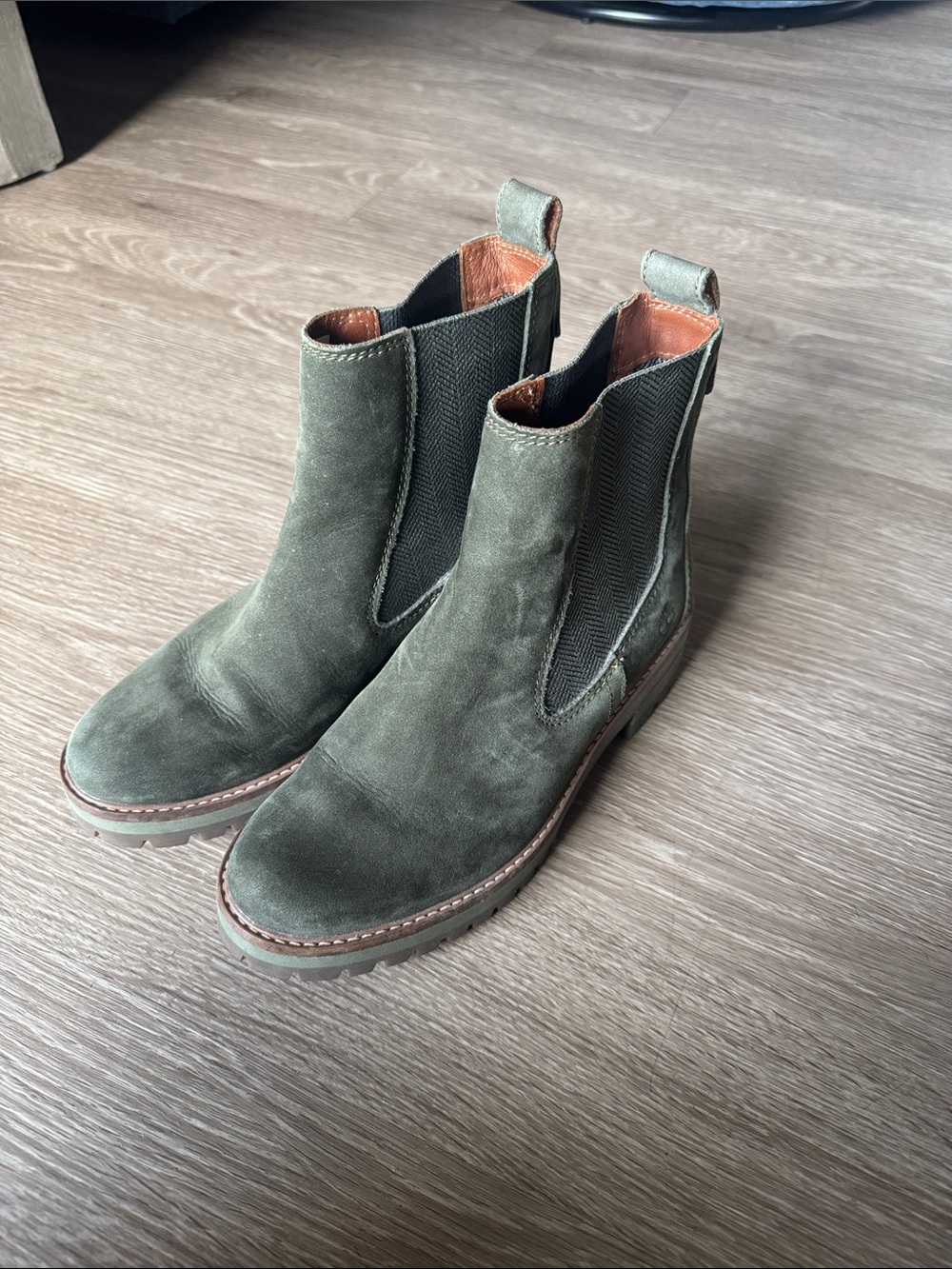 Women's Olive Green Suede Chelsea Boots